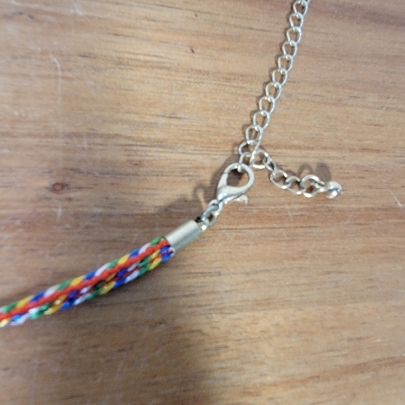 Old Navy Multi color braided necklace with Gold / Brass Tone Half Moon Pendant - Picture 11 of 16